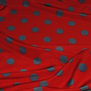 Ткань Лоренсо "Серые горохи на красном" i1404