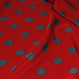 Ткань Лоренсо "Серые горохи на красном" i1404 - фото 2