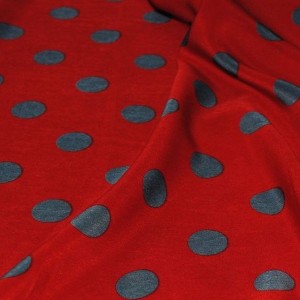 Ткань Лоренсо "Серые горохи на красном" i1404 - фото 3