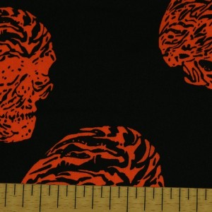 Ткань Шелк Атлас Принт "Оранжевый череп" i3103 - фото 2