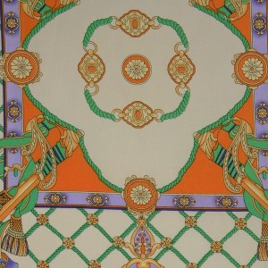 Ткань Шелк Атлас Принт "Оранжевый платок" i3115