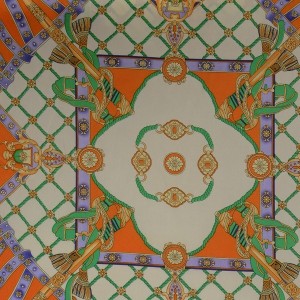 Ткань Шелк Атлас Принт "Оранжевый платок" i3115 - фото 2