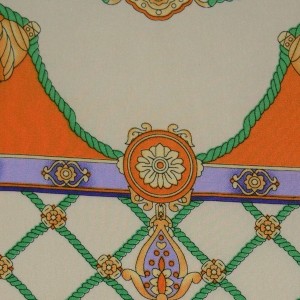 Ткань Шелк Атлас Принт "Оранжевый платок" i3115 - фото 3