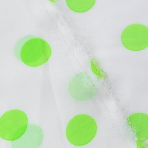 Белый шифон в зеленый горох 9688 плотность 60 гр/м² - фото 3