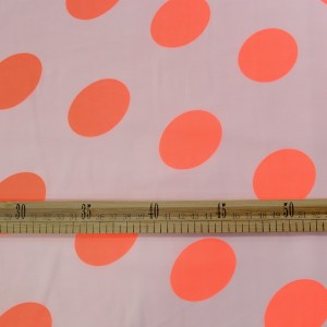 Бледно-розовый шифон в оранжевый горох 9694 плотность 60 гр/м² - фото 2