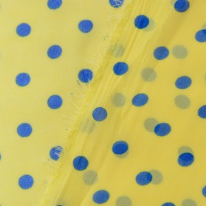 Желтый шифон в синих горох 9711 плотность 60 гр/м² - фото 3