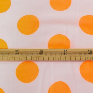 Розовый шифон в оранжевый горох 9712 плотность 60 гр/м² - фото 2