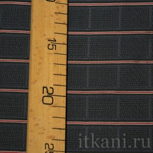 Ткань Жаккард черного цвета в красную полоску "Санди" 1122 - фото 2