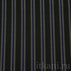 Ткань Костюмная черно-синяя в полоску "Ширли" 1127