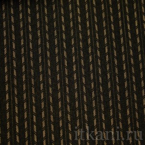 Ткань Костюмная черная в бежевую полоску "Стелла" 1129 - фото 3