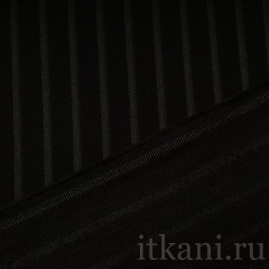 Ткань Костюмная черная в полоску "Виктория" 1143 - фото 2