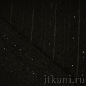 Ткань Костюмная черная в полоску 1145 - фото 2