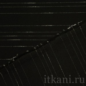 Ткань Костюмная черная в полоску "Ивонна" 1147 - фото 2