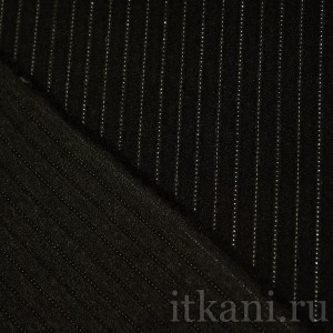 Ткань Костюмная черная в полоску "Олдридж" 1149 - фото 2