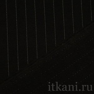 Ткань Костюмная черная в полоску "Барбер" 1157 - фото 2