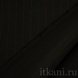 Ткань Костюмная черная в полоску "Барлоу" 1158 - фото 2