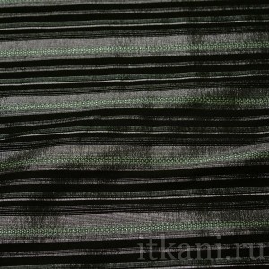Ткань Рубашечная черная серебряно-зеленая полоска 0545