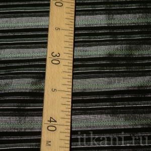 Ткань Рубашечная черная серебряно-зеленая полоска 0545 - фото 3