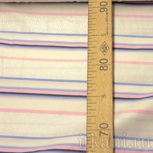 Ткань Рубашечная белая в розово-синюю полоску 0549 - фото 3