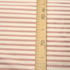 Ткань Рубашечная кремовая в блестящую розовую полоску 0551 - фото 2