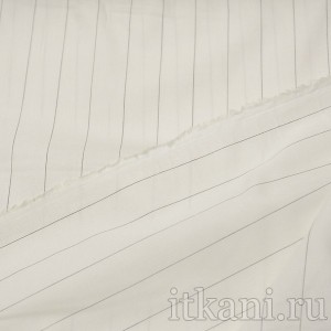 Ткань Рубашечная белая в тонкую черную полоску 0558 - фото 2