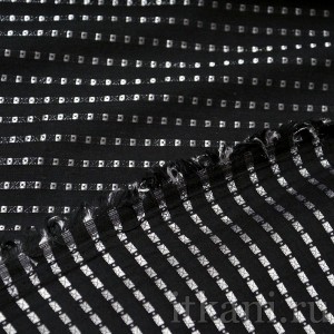 Ткань Рубашечная черная в серебряный квадратик 0572 - фото 2