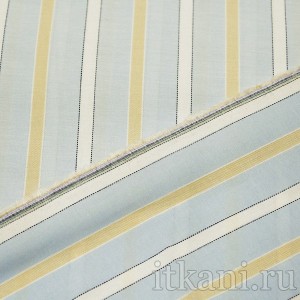 Ткань Рубашечная голубая в бело-бежевую полоску 0578 - фото 3
