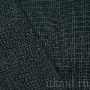 Ткань Рубашечная черная в голубой квадрат 0581 - фото 3