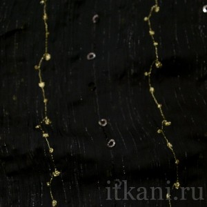 Ткань Рубашечная черная с пайетками и узором 0591