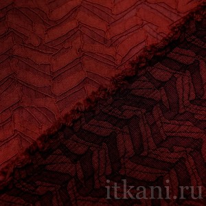 Ткань Костюмная бордовая с объемным узором 0655 - фото 2