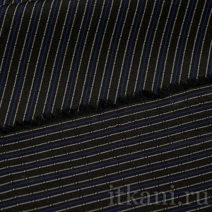 Ткань Костюмная черная в бело-синюю полоску "Джедборо" 0762 - фото 2